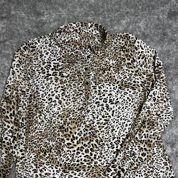 Dalia Collection Animal Print Tunic Shirt Women's XL Brown Blouse 100% Rayon - Picture 5 of 16